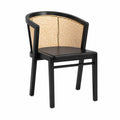 Sedia in legno con schienale in rattan nero