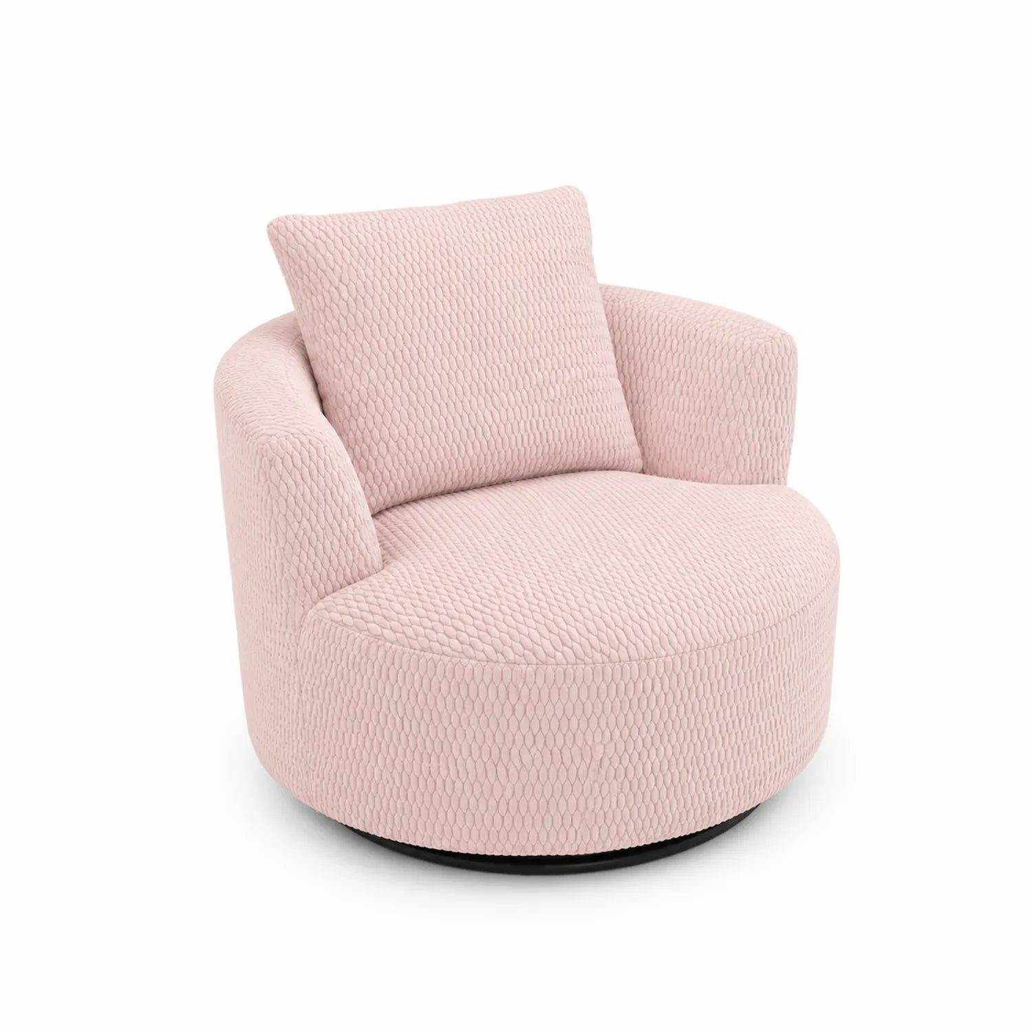 Fauteuil rond pivotant en tissu polyester rose