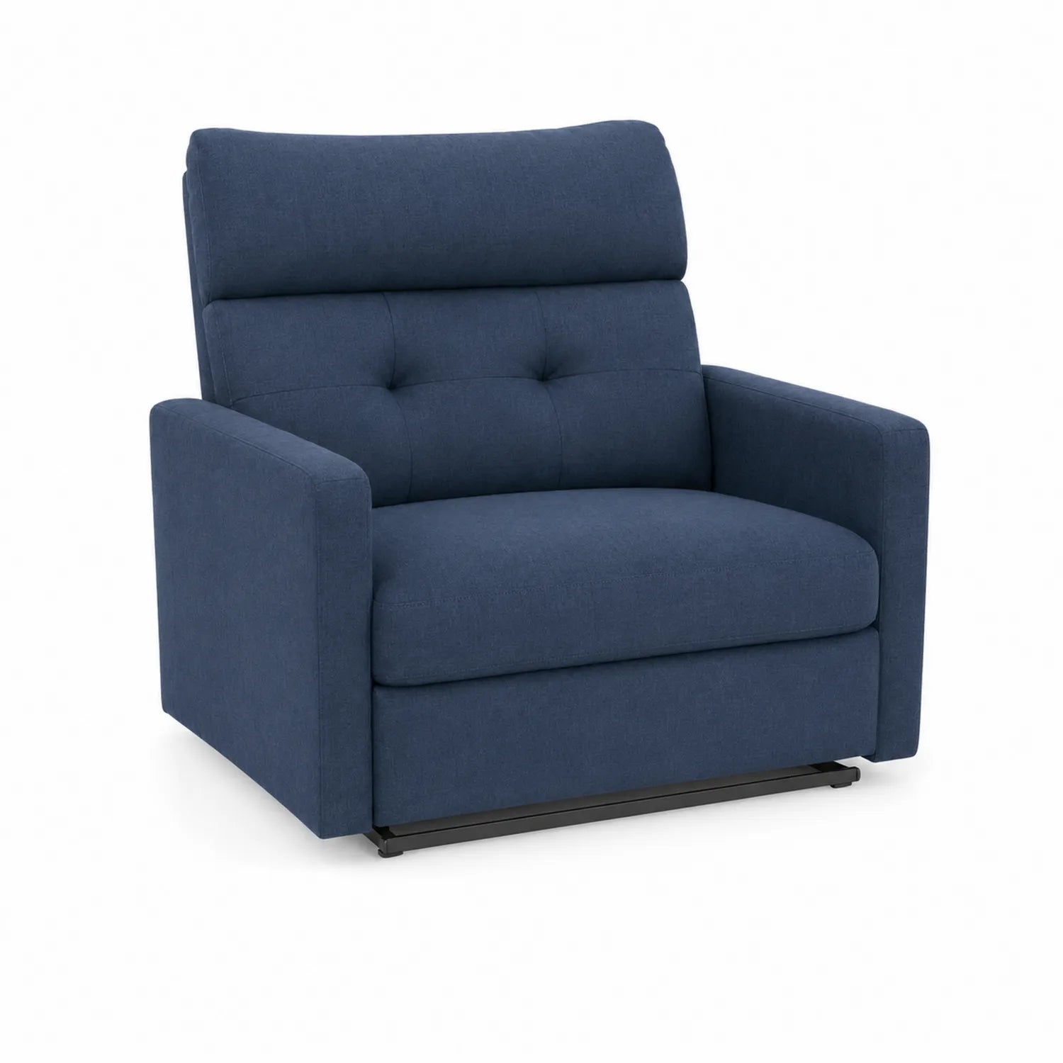 Fauteuil inclinable en tissu bleu avec cadre en acier