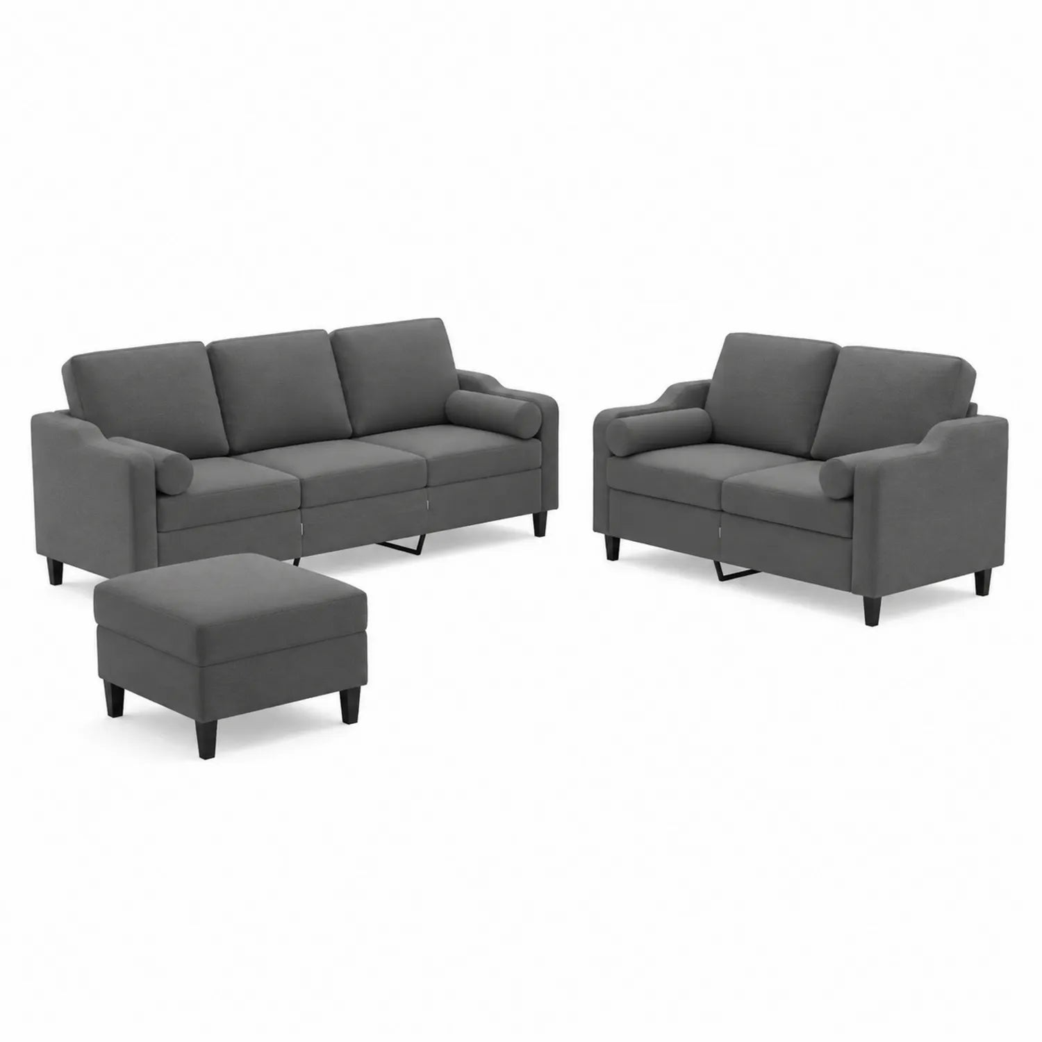 Ensemble de canapé 3 pièces en tissu Gris