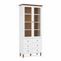 Armadio contenitore in legno e vetro temperato bianco con cassetti 80x40x180 cm