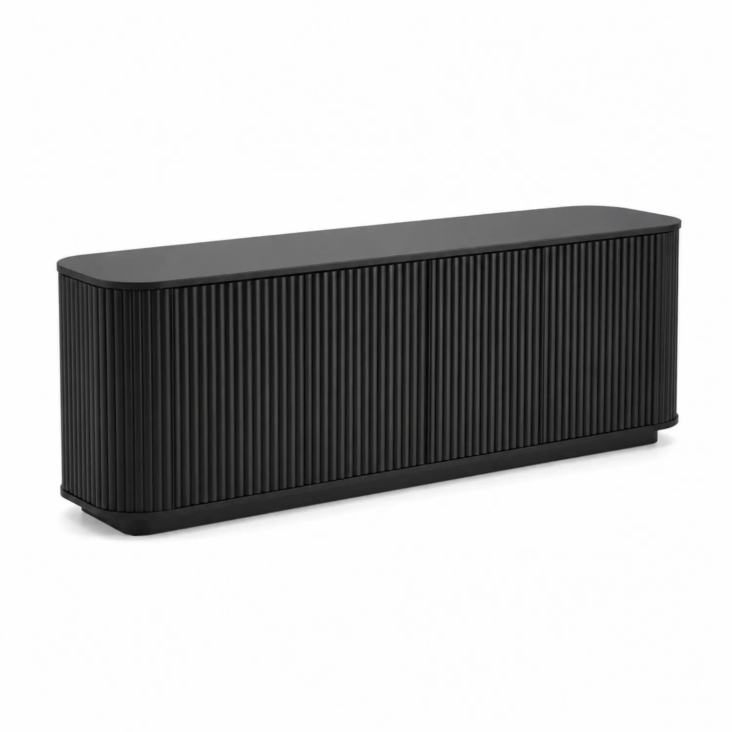 Meuble TV en MDF Noir Rainuré 180 cm