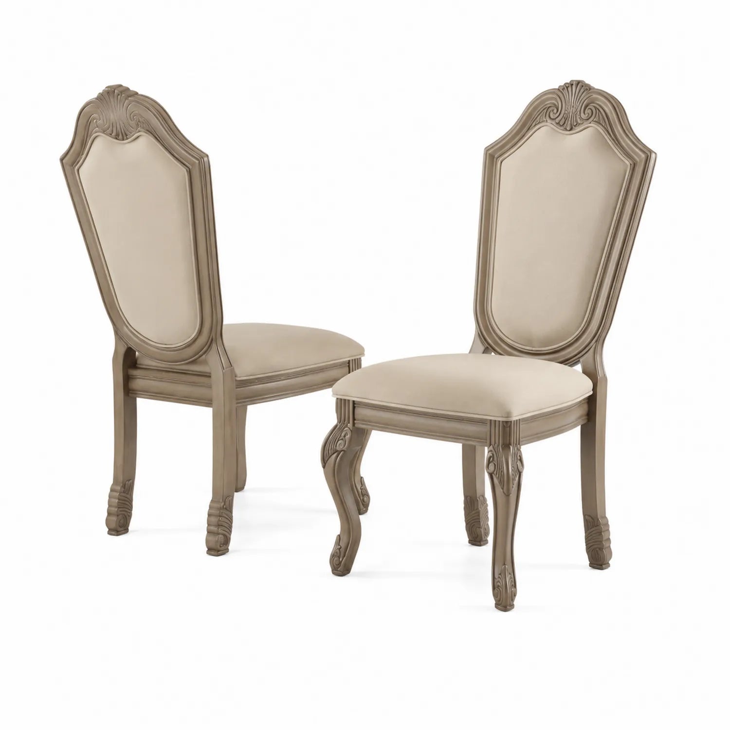 Sedie in legno con schienale imbottito Beige