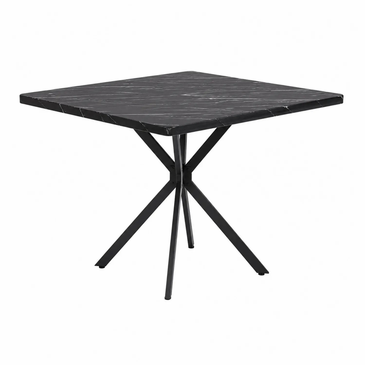 Tavolo quadrato in marmo nero e metallo 80x80 cm