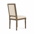 Sedia da pranzo in legno con imbottitura in lino beige