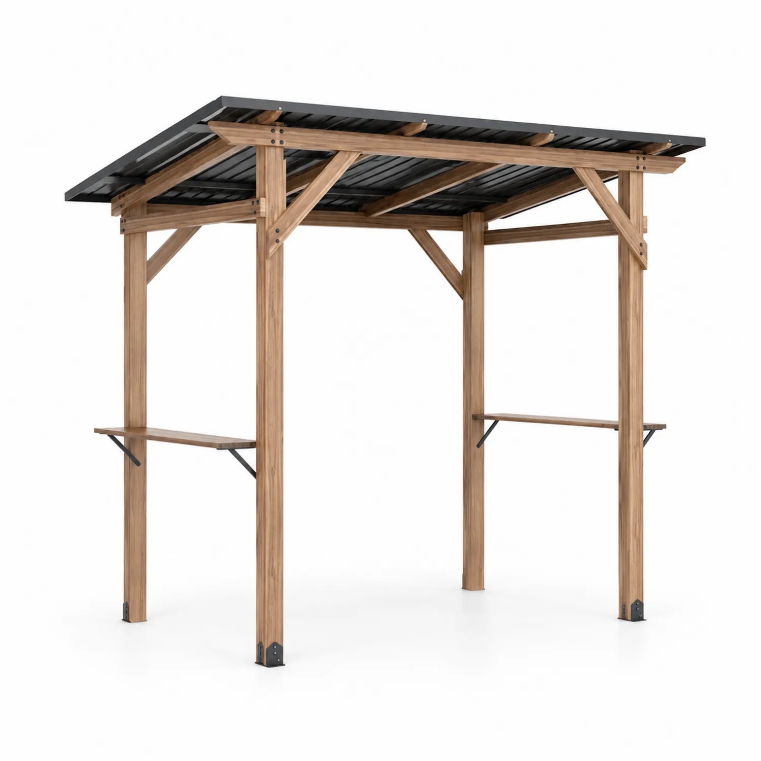 Tonnelle de Jardin en Bois et Acier Noir 240x160x225cm