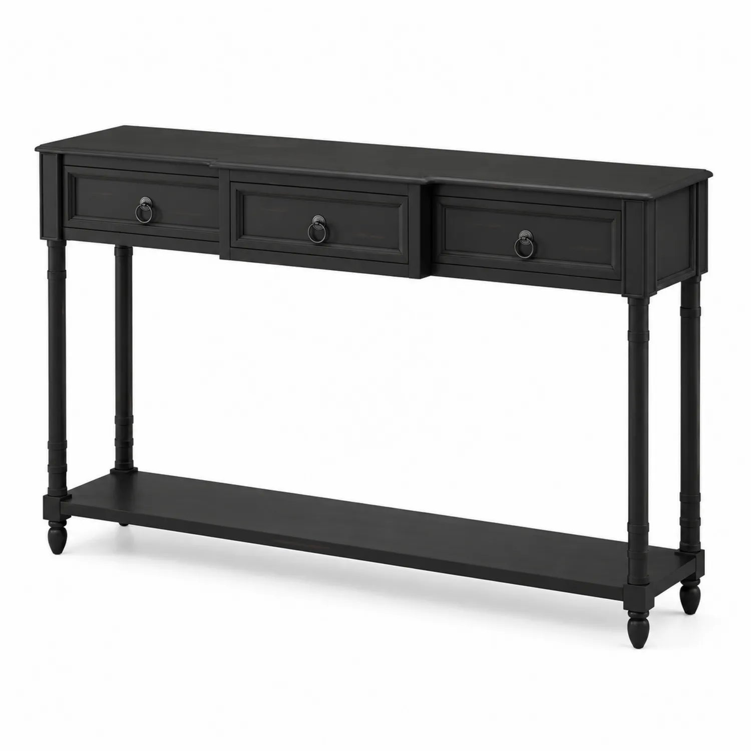 Console en bois noir avec tiroirs 150x35x80cm