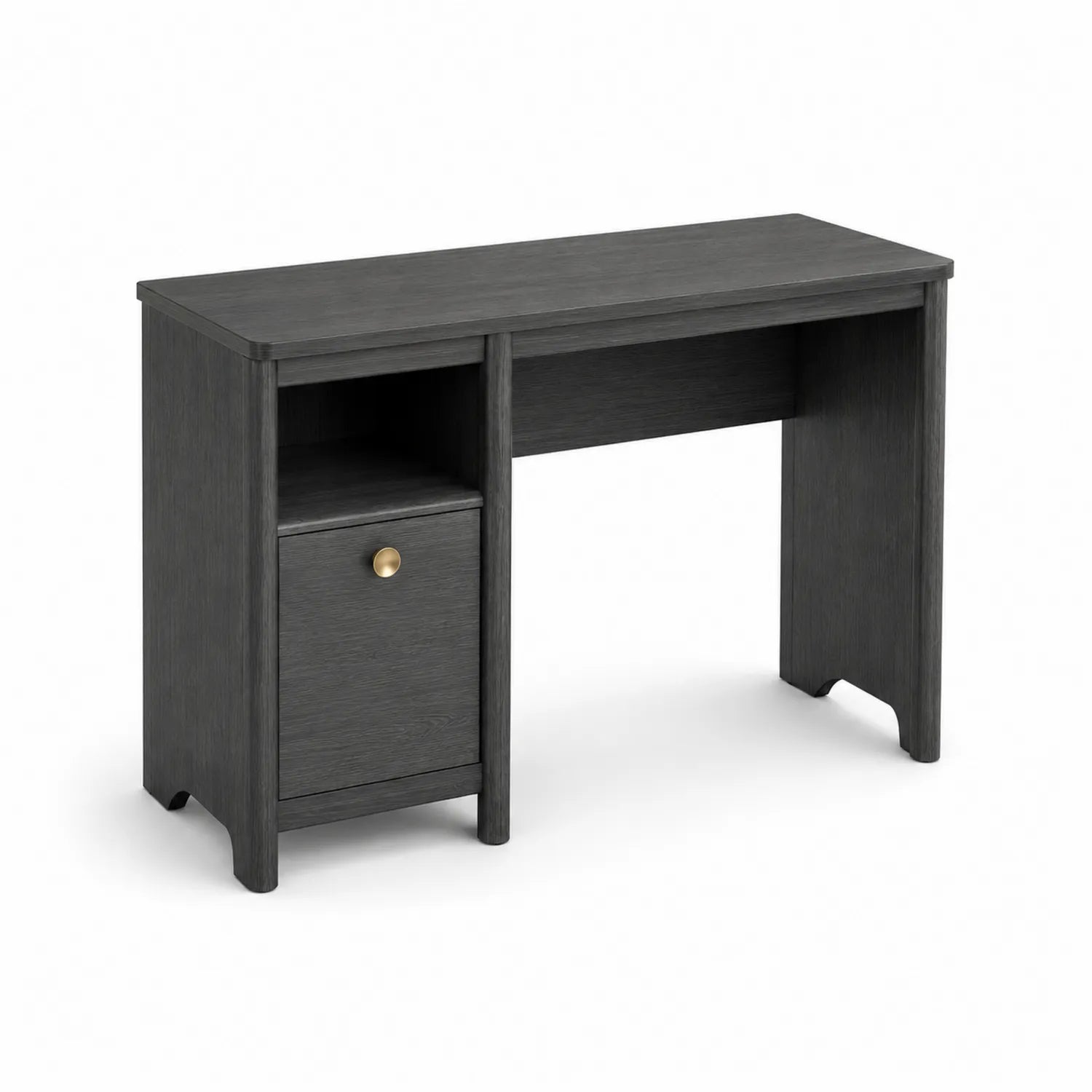 Scrivania in Legno Nero con Contenitore Integrato