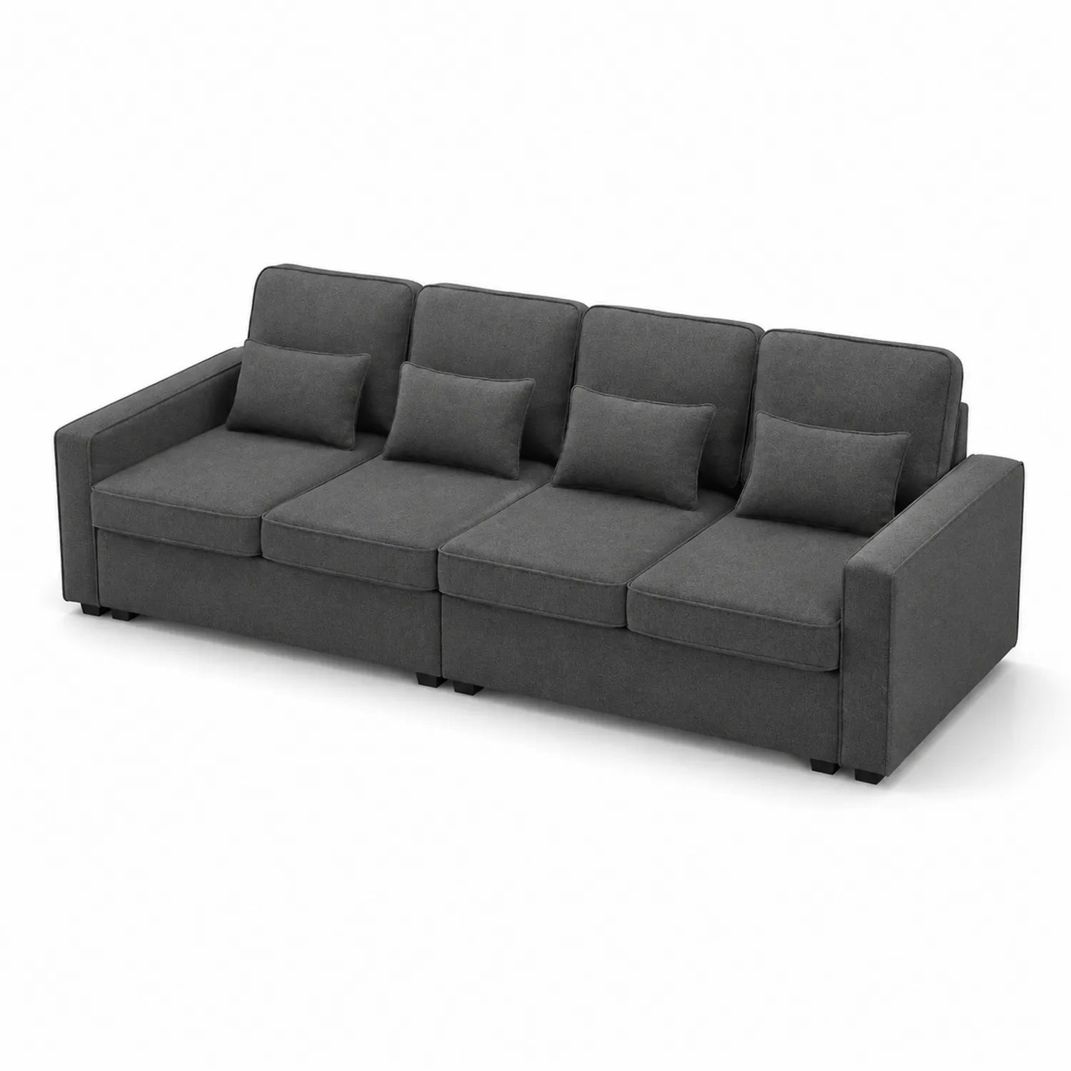 Canapé modulable 4 places tissu polyester Gris