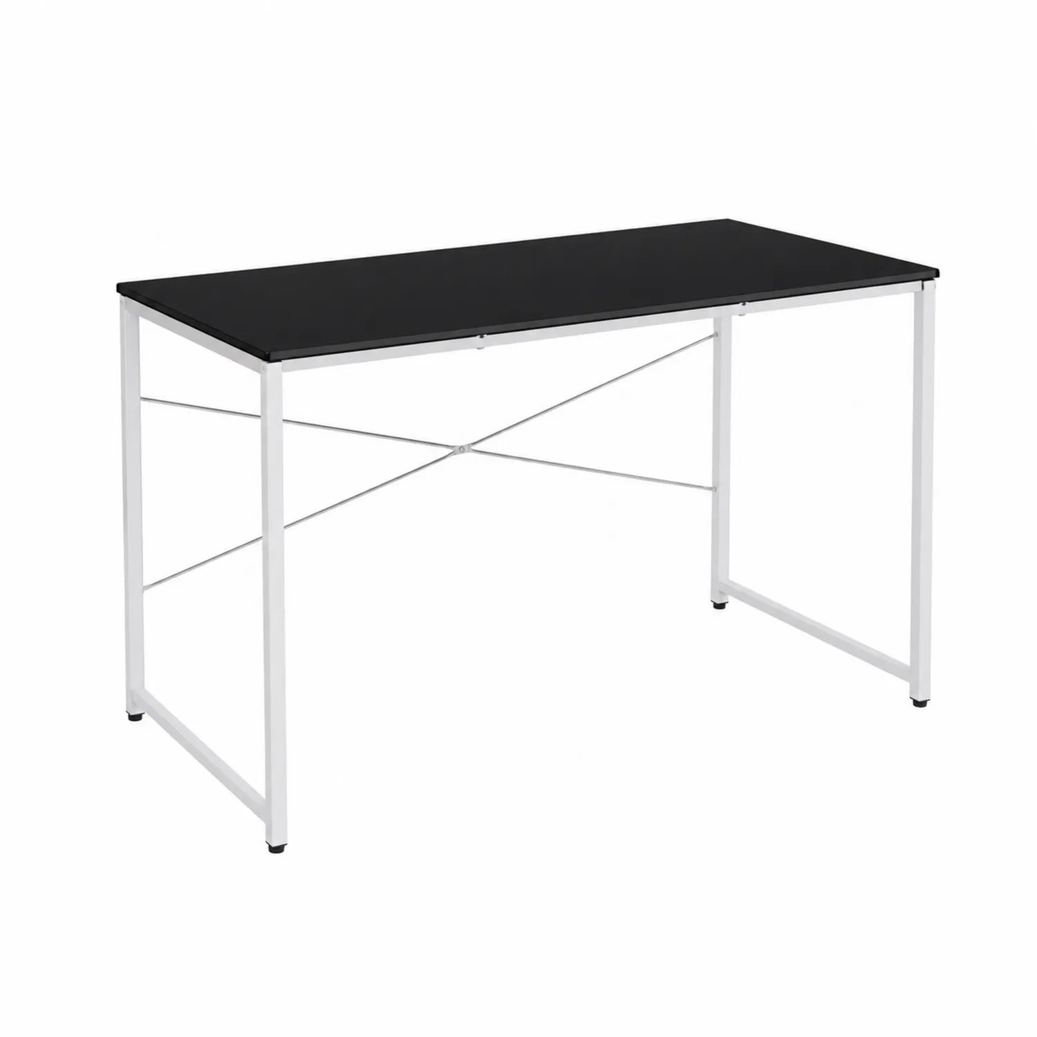 Scrivania rettangolare in MDF nero e acciaio bianco 120x60x75 cm