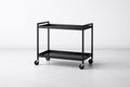 Black Steel Rolling Utility Cart with Two Shelves
