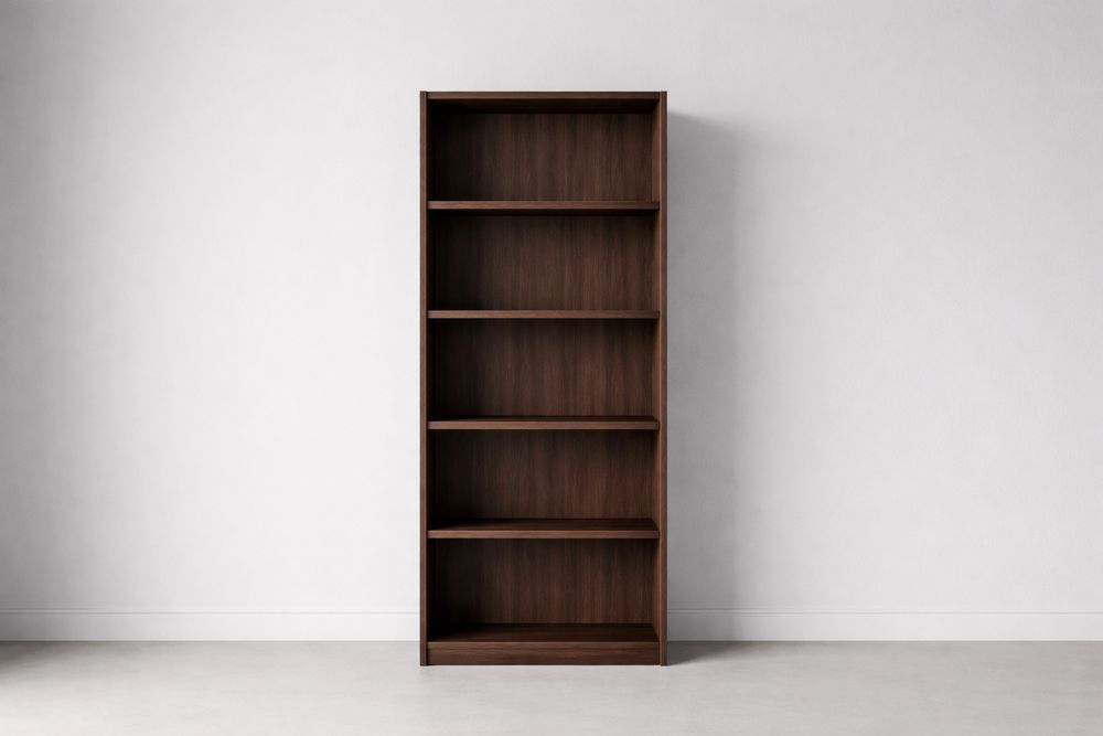 Brown Wooden Bookshelf with 5 Shelves