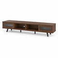 Mobile TV in legno marrone con ante in vetro cannettato