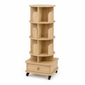 Scaffale rotante in legno MDF con rotelle e cassetto