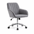 Sedia da ufficio in velluto grigio con base in metallo cromato