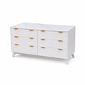 Comò a 6 cassetti in MDF e marmo sintetico Bianco