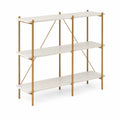 Scaffale in legno e metallo bianco e oro 120x30x90cm