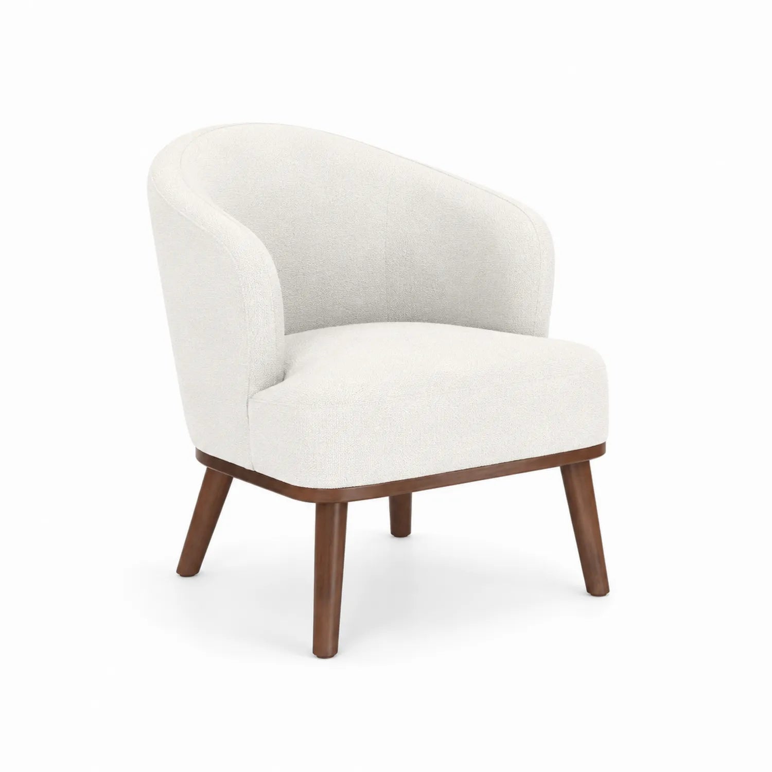 Fauteuil en tissu polyester blanc avec pieds en bois massif