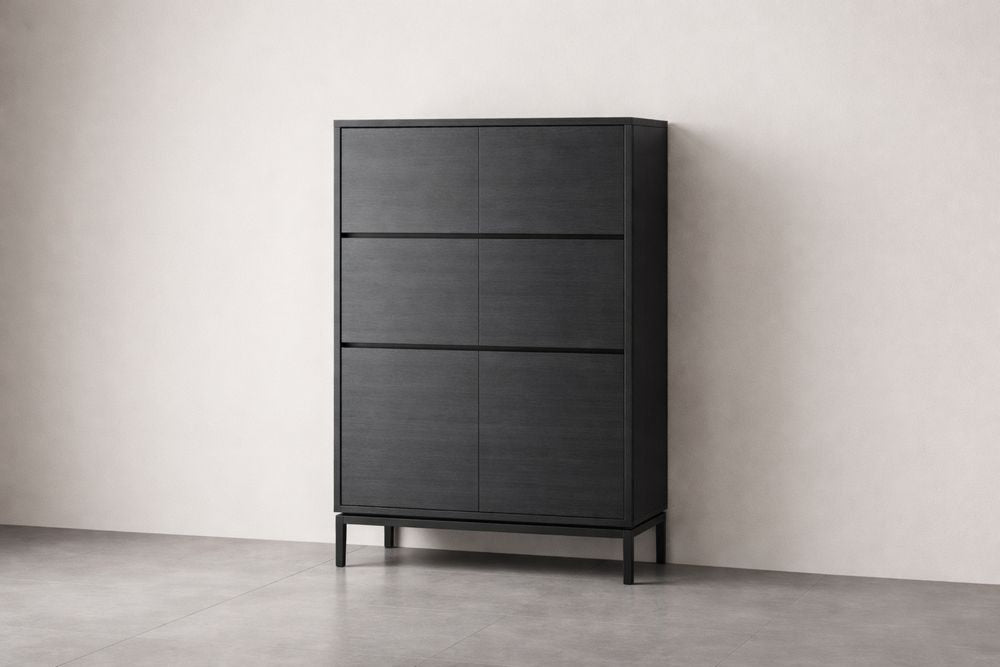 Black Engineered Wood Storage Cabinet