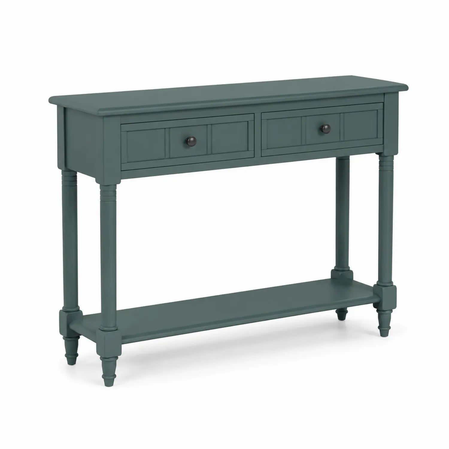 Console en bois vert avec 2 tiroirs 90x30x85 cm