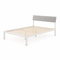 Letto matrimoniale in metallo con testiera in tessuto Grigio 200x140 cm