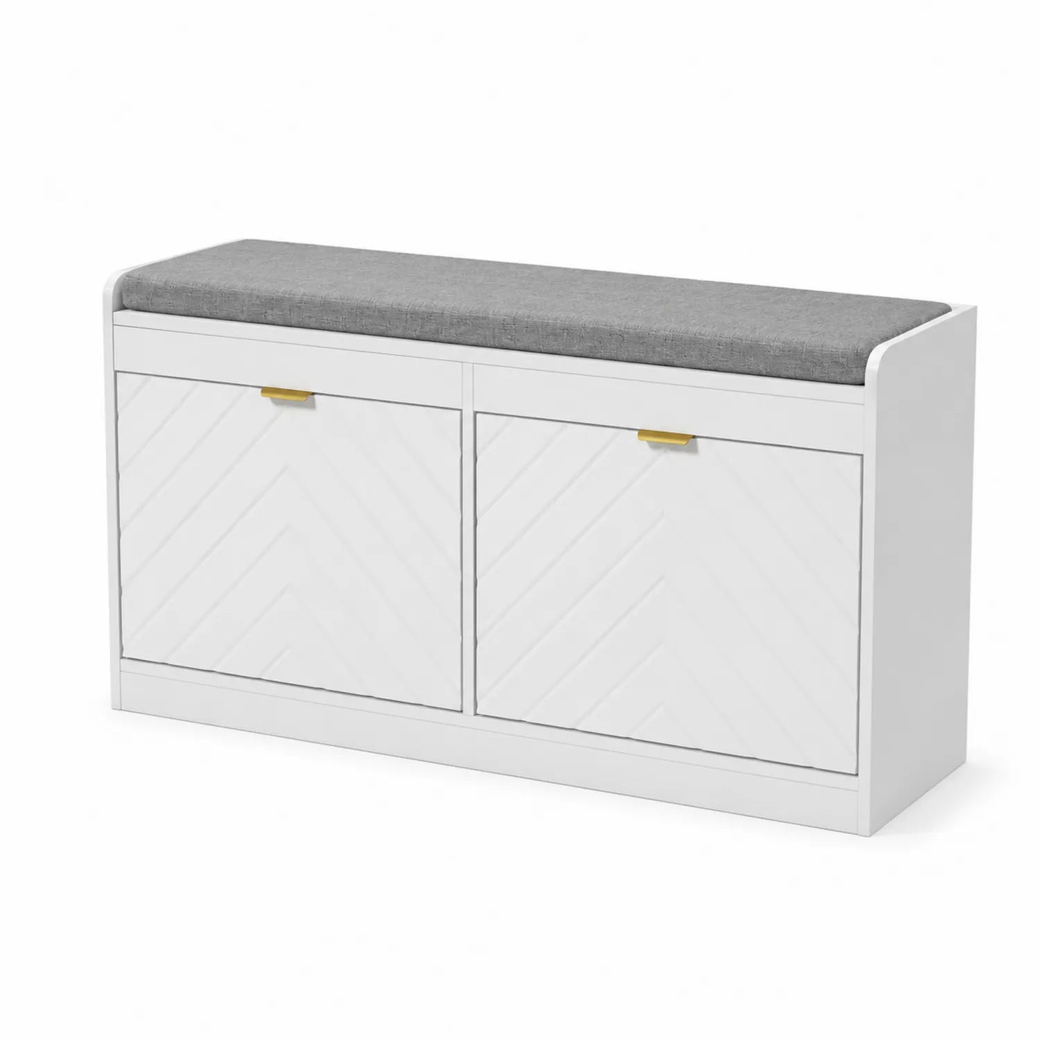 Banc de rangement en bois avec coussin en textile gris 100x40x50 cm
