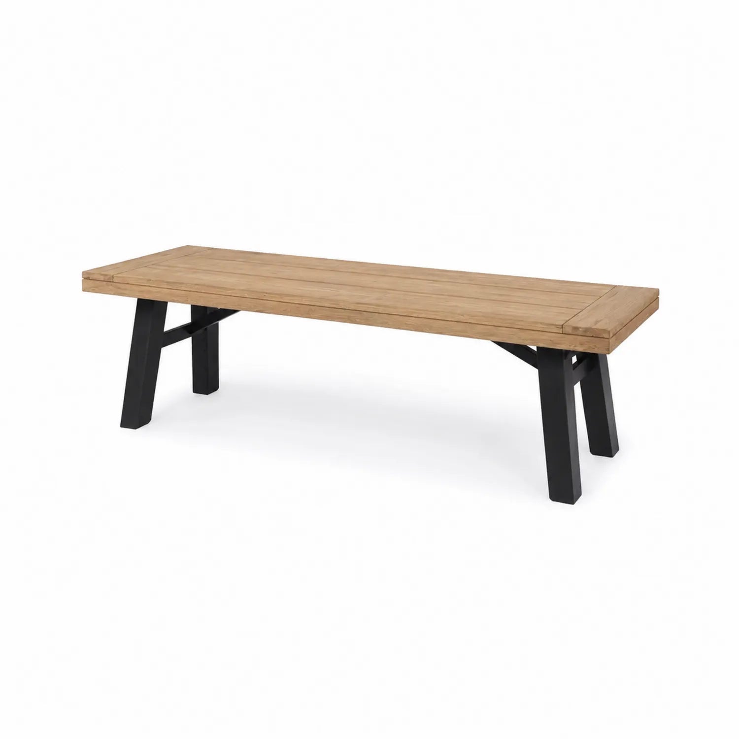 Banc rectangulaire en bois et métal 180x45x40 cm