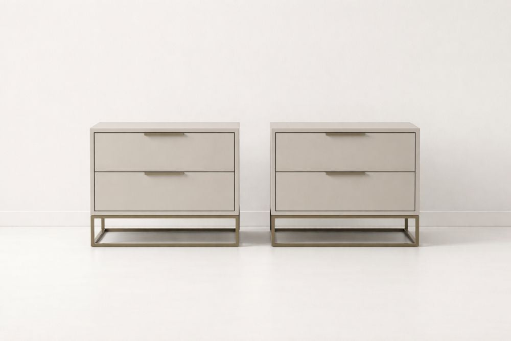 Set of 2 Two-Drawer Nightstands MDF Frame